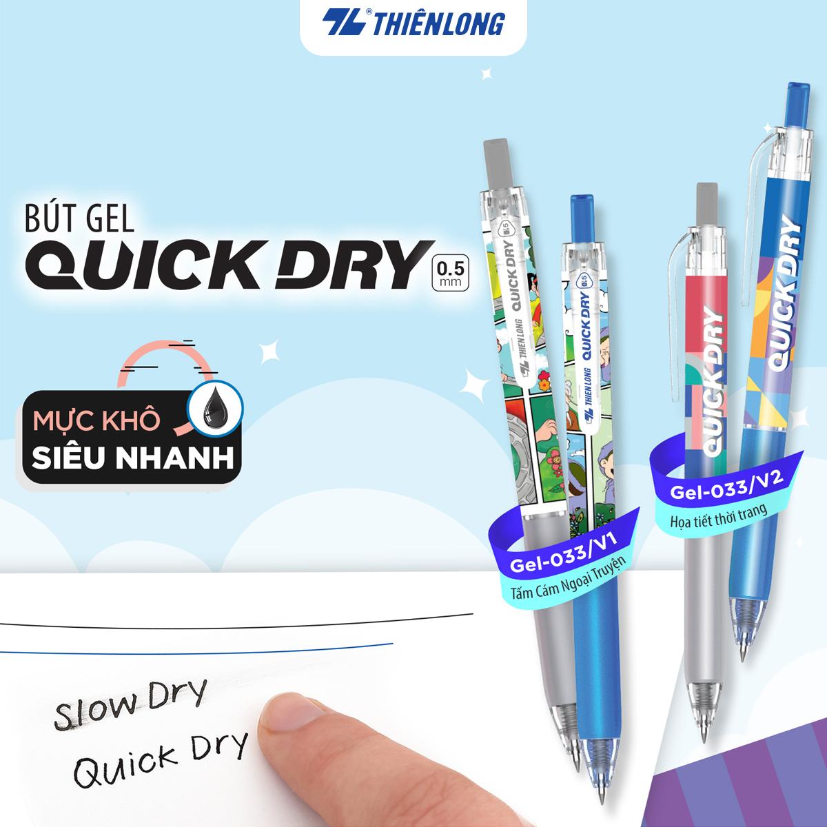 Combo 20 Bút gel Quick Dry Thiên Long Gel-033/V2 - Mực khô siêu nhanh - Họa tiết thời trang