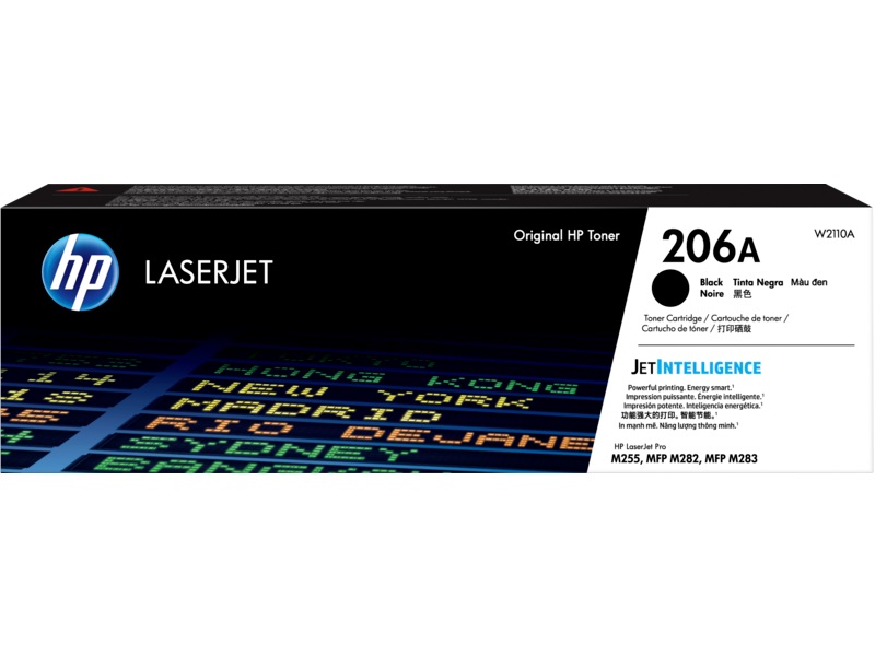 Hộp mực in laser chính hãng màu đen HP 206A dùng cho máy in HP LaserJet M255dw/M255nw/M283fdw/M283fdn/M283cdw/M282nw (W2110A) - Hàng Chính Hãng