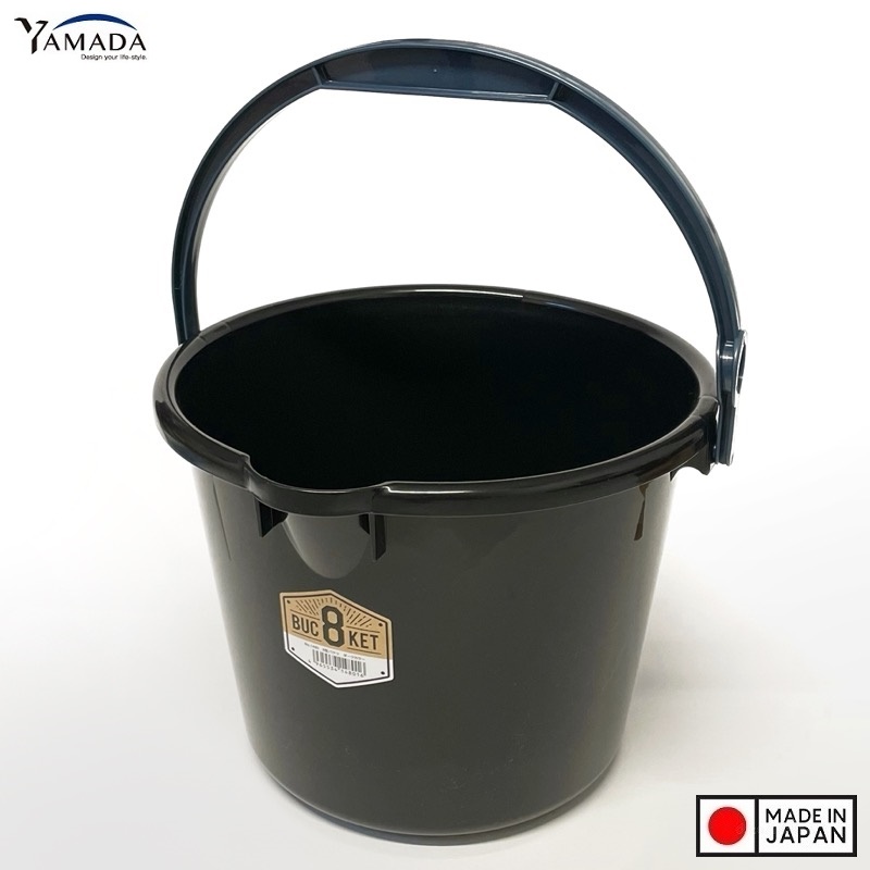 Xô nhựa có quai xách Yamada 7.5L - màu đen, làm từ nhựa PP cao cấp - nội địa Nhật Bản