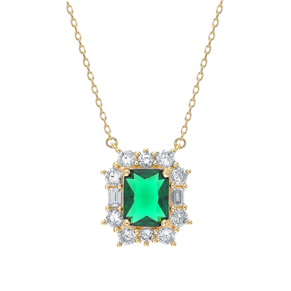 Dây Chuyền kèm Mặt CZ (xanh Emerald)