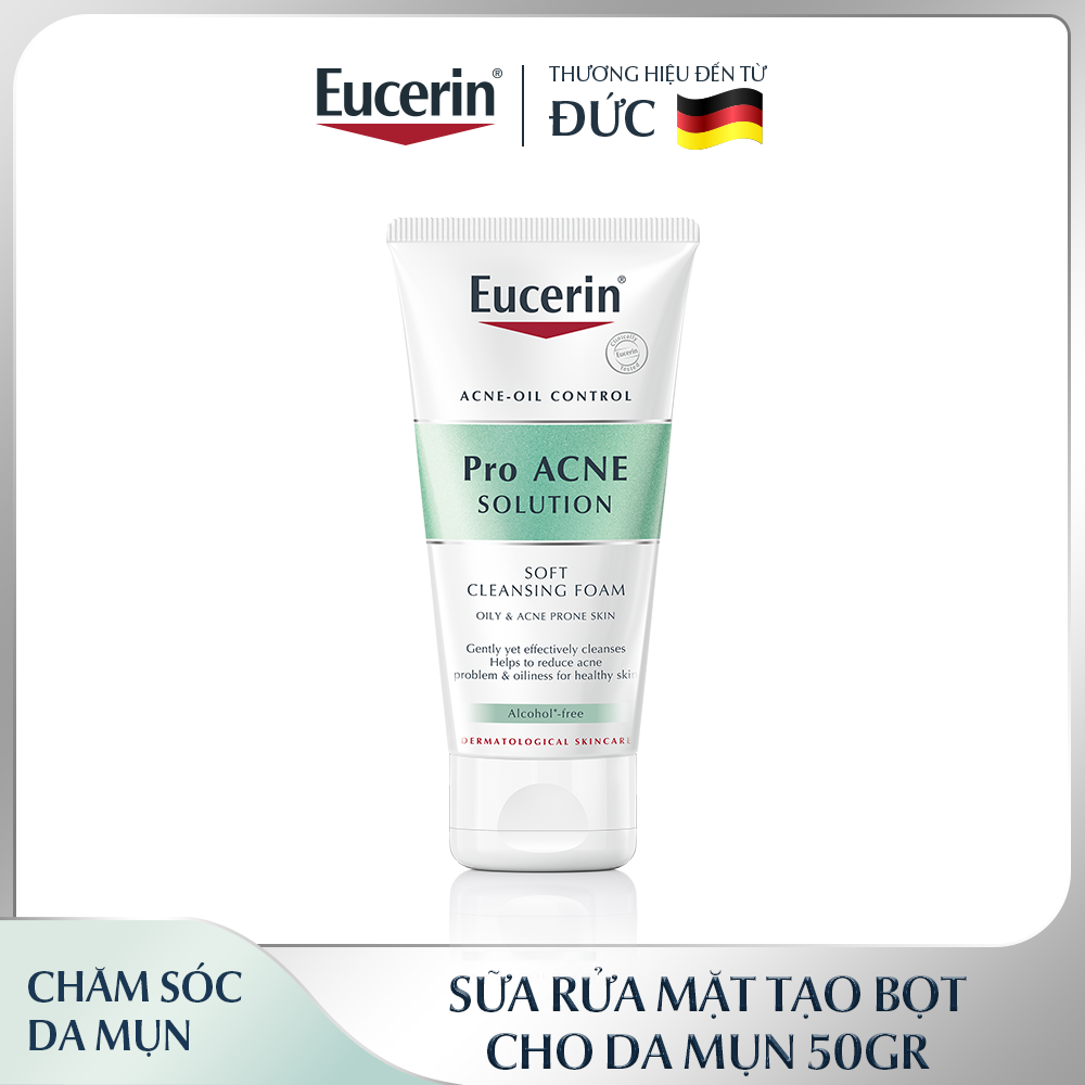 Sữa rửa mặt dạng bọt sạch sâu cho da nhờn Eucerin Pro Acne Cleansing Foam 50g
