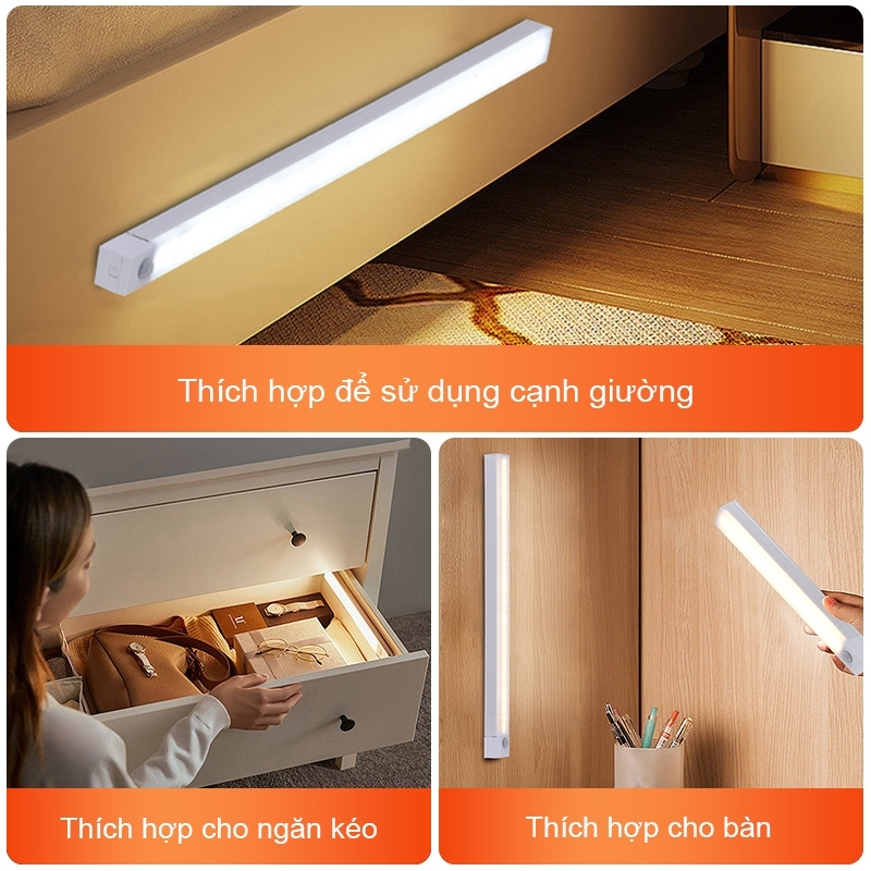 Đèn LED Cảm Biến Chuyển Động Nhiều Kích Cỡ Cảm Ứng Hồng Ngoại 3 Chế Độ Không Dây Điều Chỉnh Độ Sáng Qua 1 Lần Nhấn Ánh Sáng Bảo Vệ Mắt Tốt Tự Động Bật/Tắt Ban Đêm Đèn Học Làm Việc Đọc Sách Ngủ Cao Cấp Dễ Tháo Lắp Tiện Gắn Giường Cầu Thang Toilet Tủ USB