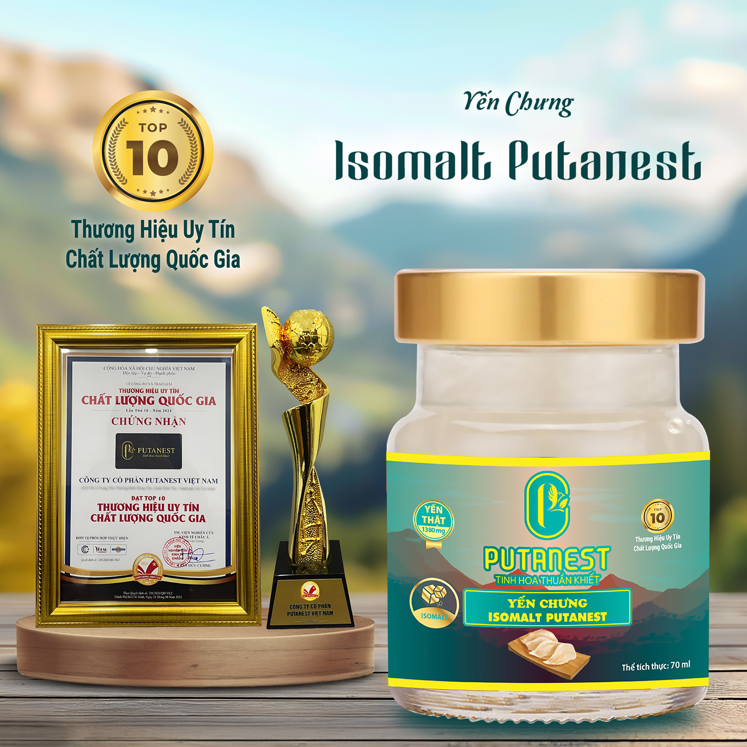 Yến chưng Isomalt PUTANEST hộp quà tặng cao cấp 12 hũ 70ml cho người ăn kiêng giữ dáng tiểu đường