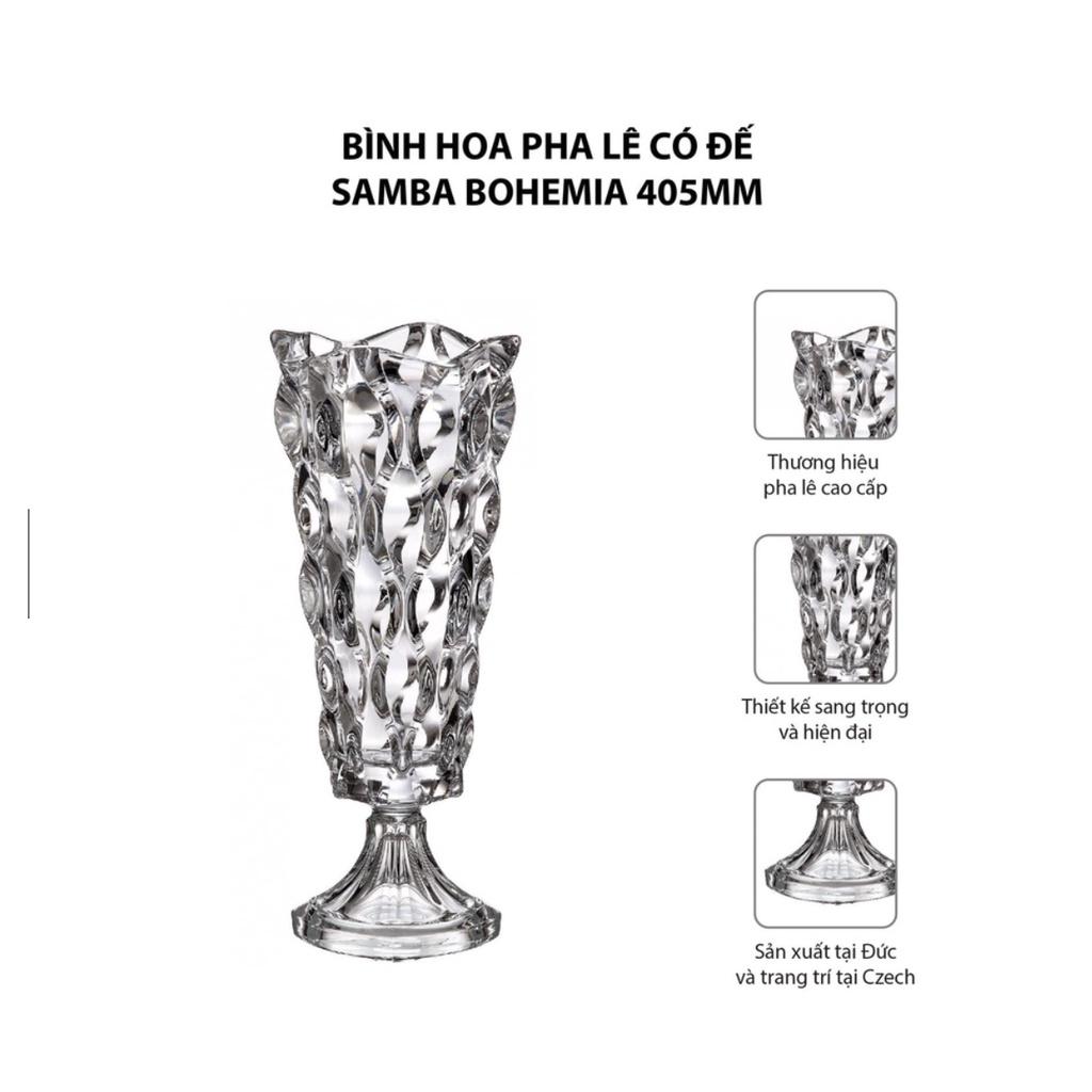 Bình Cắm Hoa, Lọ Hoa Pha Lê BOHEMIA SAMBA VASE, Lọ Cắm Hoa Thủy Tinh, Cao 40,5cm, Nhập Đức