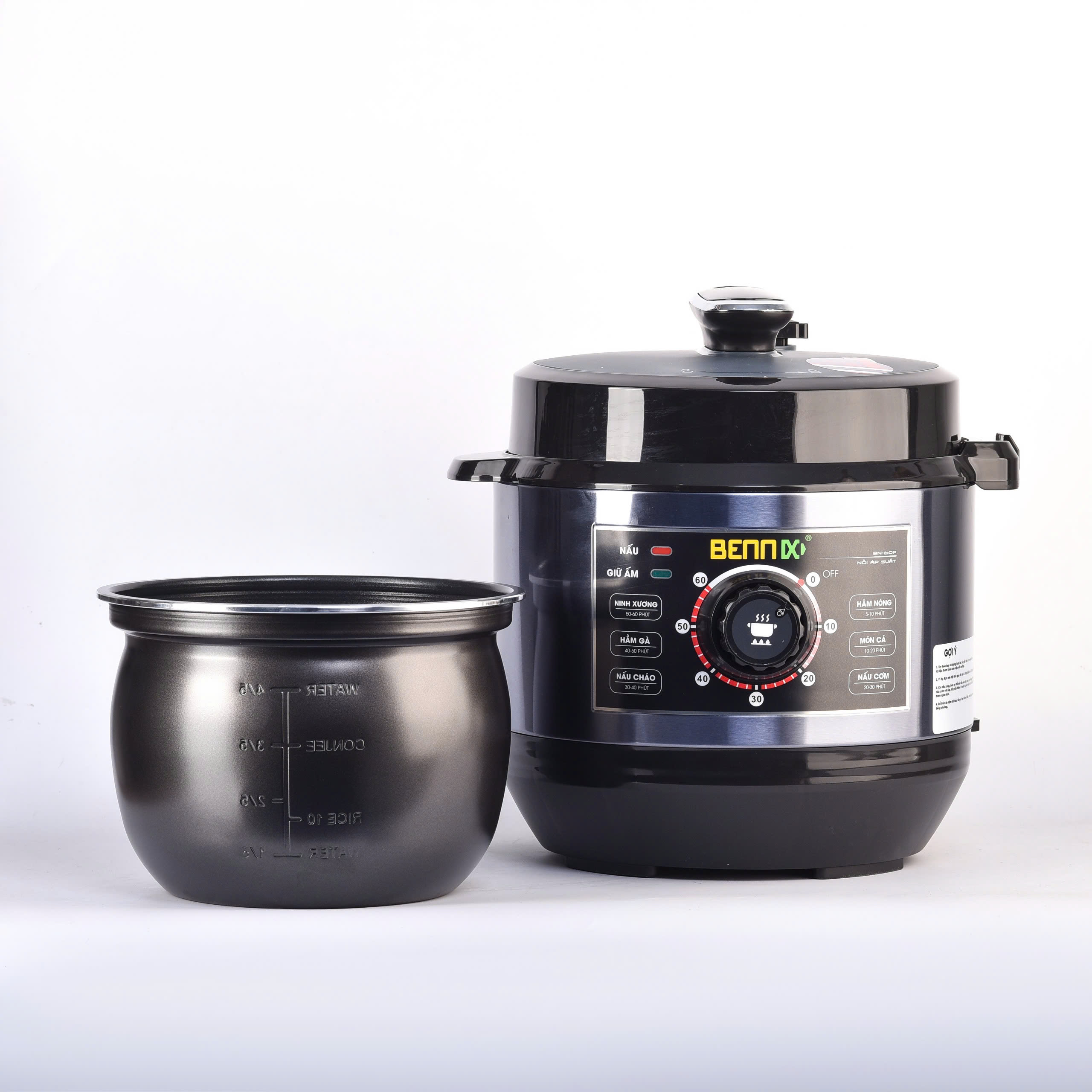 Nồi Áp Suất Điện Lòng Niêu Bennix BN- 60P Dung Tích 6L, Nồi Điện Nấu Đa Năng Hầm Xương Kho Cá Nấu Cơm Nấu Cháo- Hàng Chính Hãng
