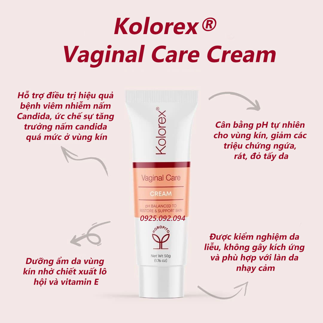 Kem Chăm Sóc, Loại Bỏ Nấm Ngứa Candida Cho Nam và Nữ Kolorex Intimate Care Cream 50gram