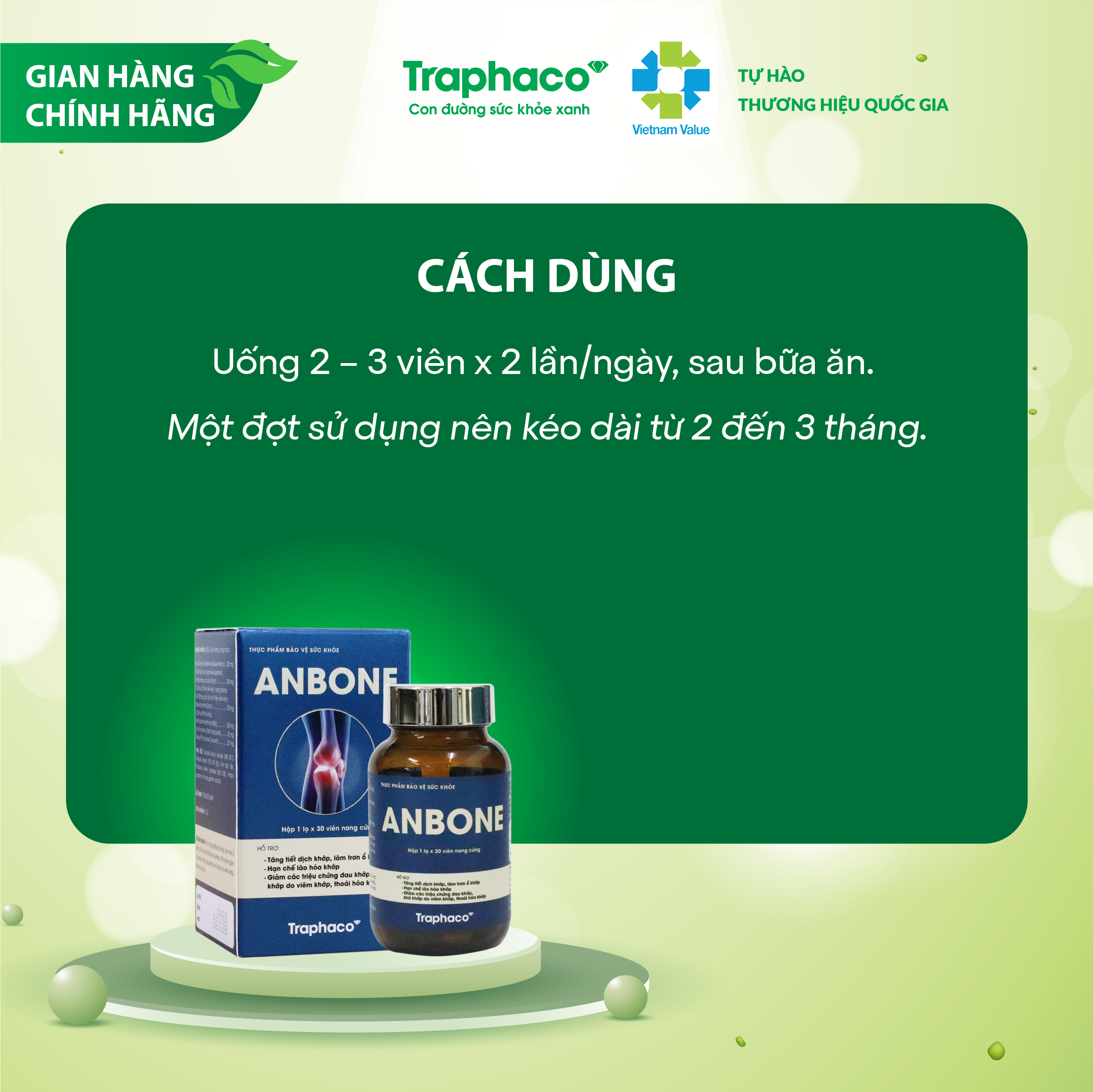 ANBONE - GIẢM ĐAU KHỚP, KHÔ KHỚP, LÀM TRƠN Ổ KHỚP