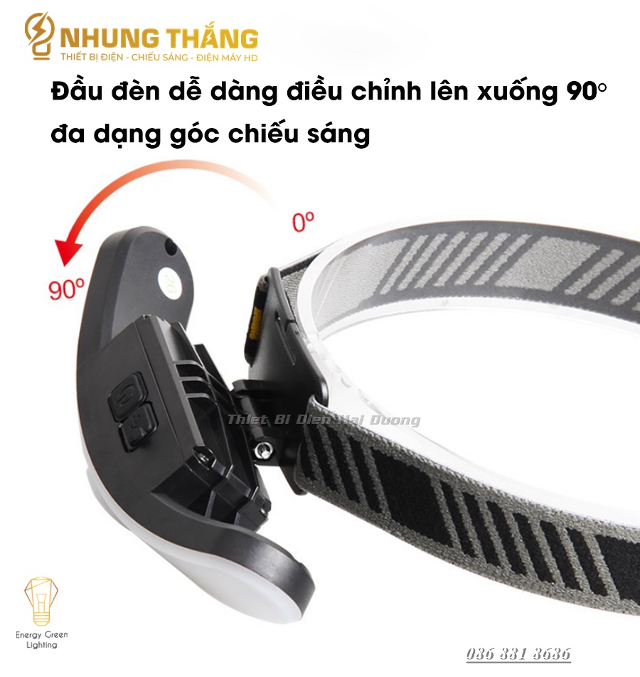 Đèn Pha Đội Đầu Xoay 90 độ TD15801 - 6 Chế độ sáng - Chip LED Siêu Sáng - Dung lượng Pin Lớn - CÓ VIDEO