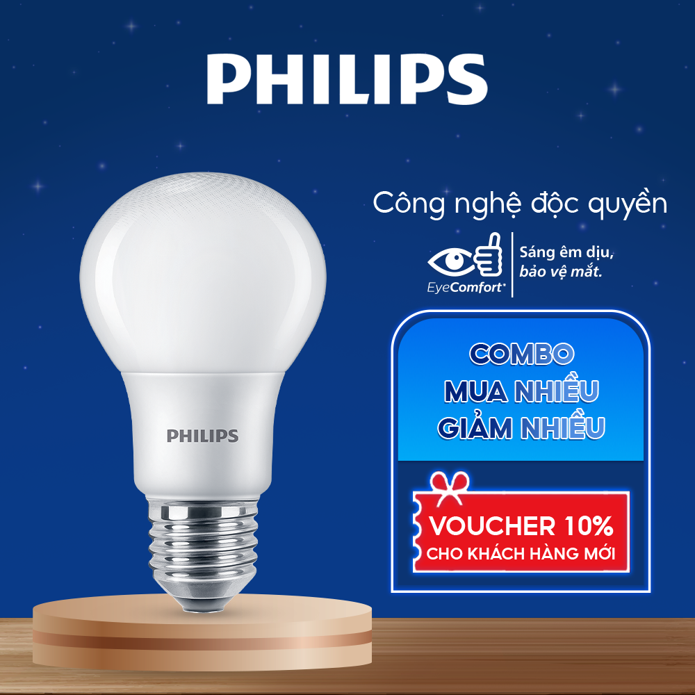 Bóng đèn PHILIPS LEDBULB Mycare A60 -Công suất (4W,6W,8W,10W,12W) 