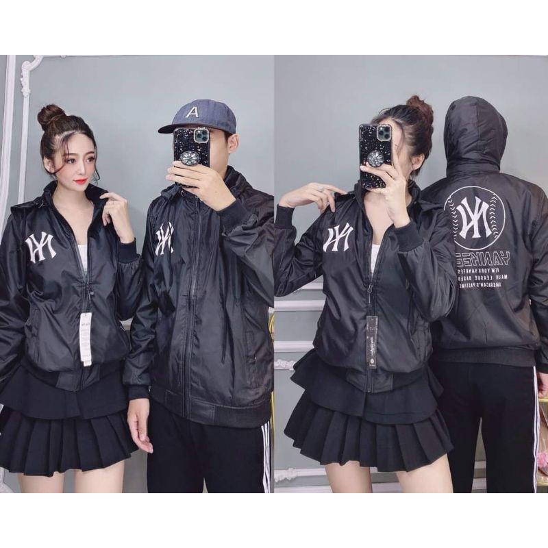 Áo khoác dù 2 lớp nam nữ YN có 2 màu đen xám TN