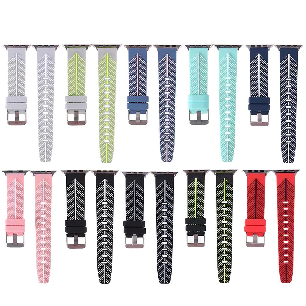 Wristband, Silicone Rubber Double Color Strap with Metal Buckle for /2 38mm/42mm