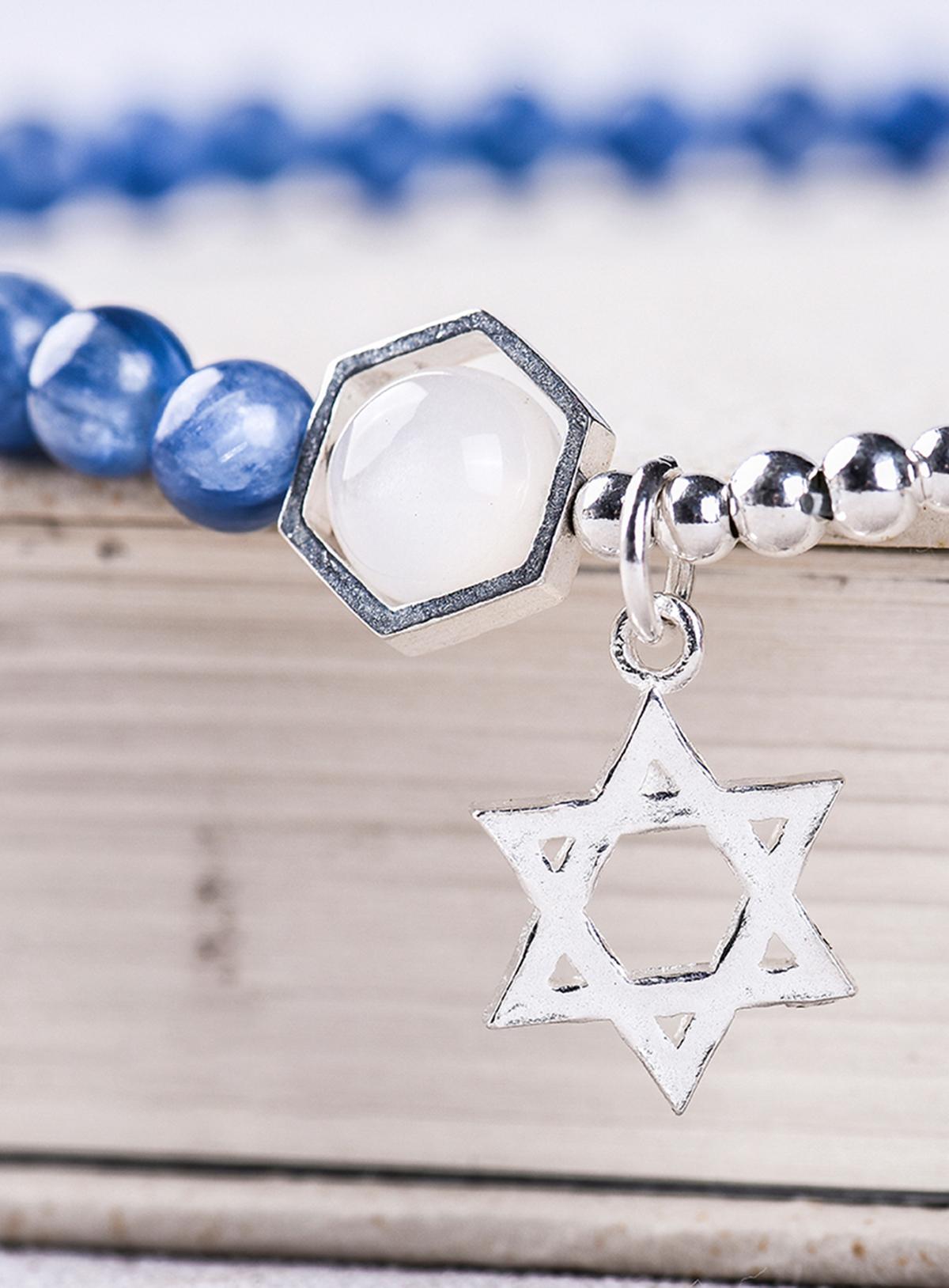 Vòng 2 line đá Kyanite charm ngôi sao bạc mệnh thủy, mộc - Ngọc Quý Gemstones