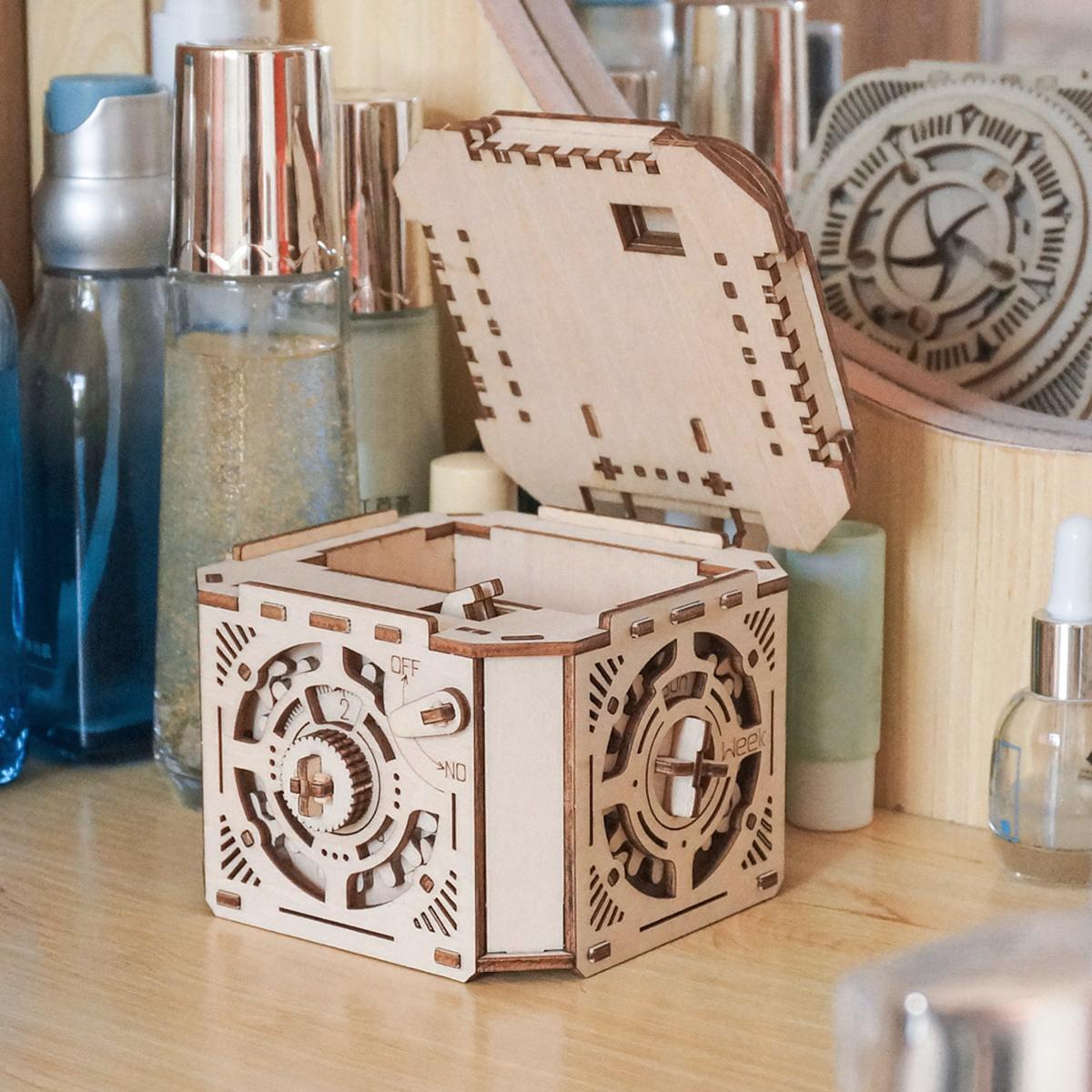 Self-assembly Wooden Puzzle Password Treasure Box Mechanical 3D Puzzle Kits DIY Crafts Toy Educational Tool Birthdays