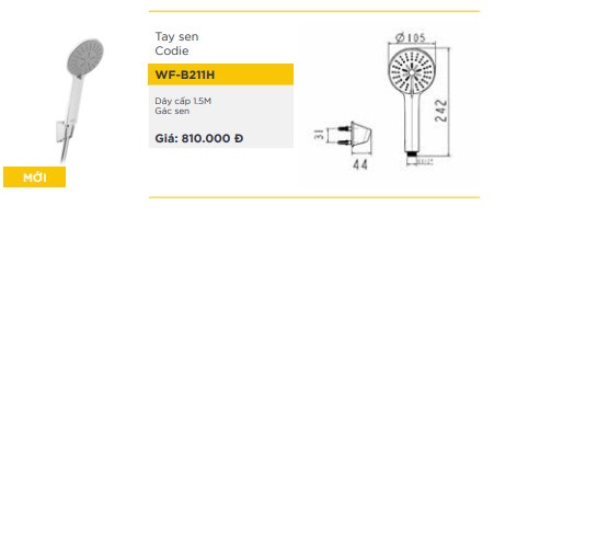 Tay dây sen WF-B211H Codie - hàng chính hãng American Standard