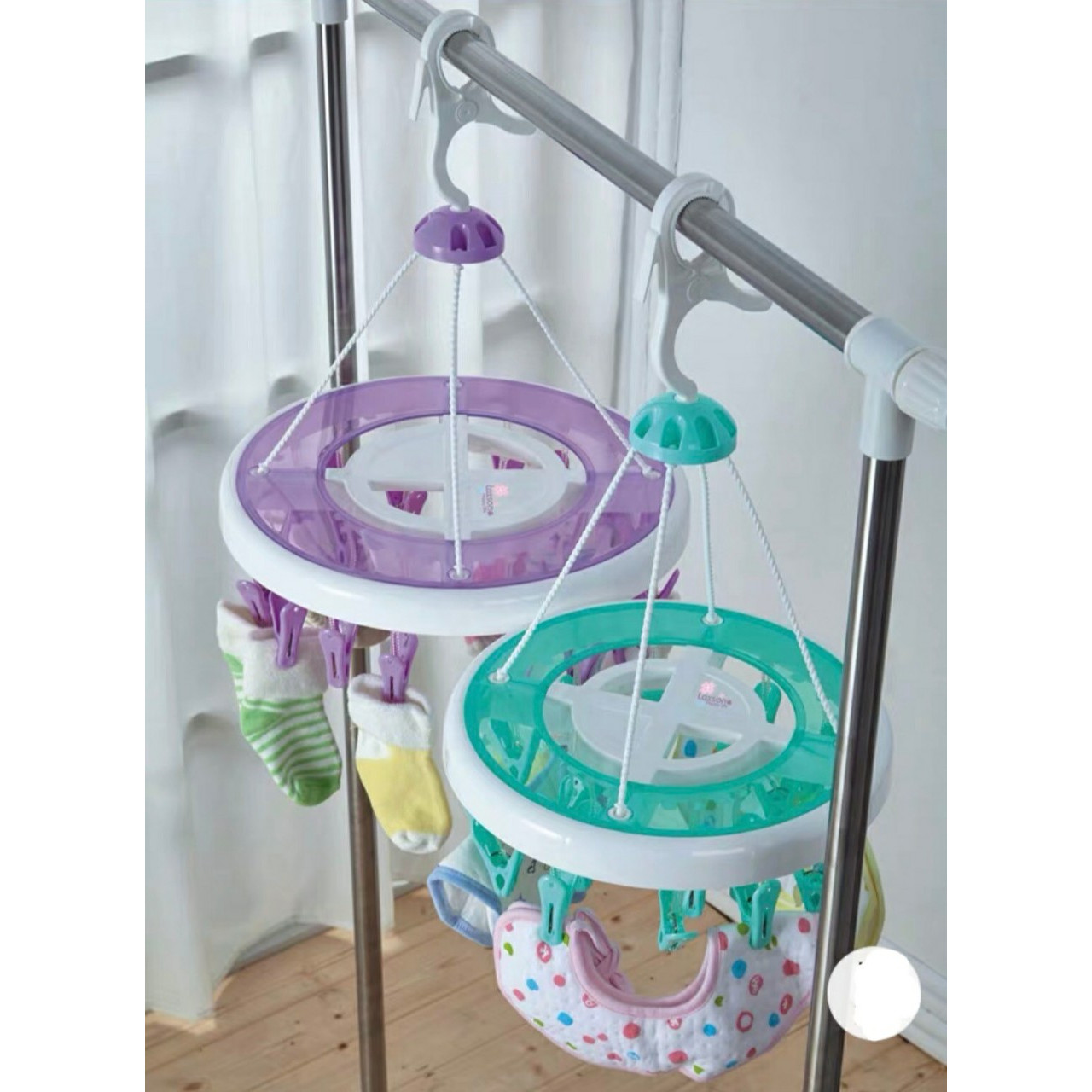 Móc chùm phơi quần áo, đồ baby, tã, đồ nhỏ 24 kẹp hình tròn