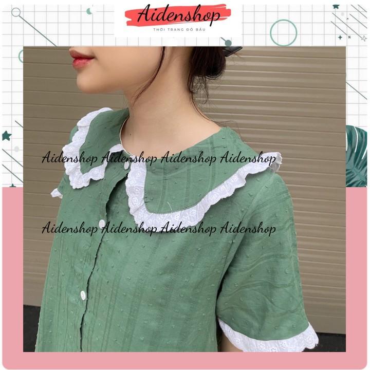 Váy bầu thời trang thiết kế suông A cổ bẻ thô đẹp mùa hè cộc tay freesize