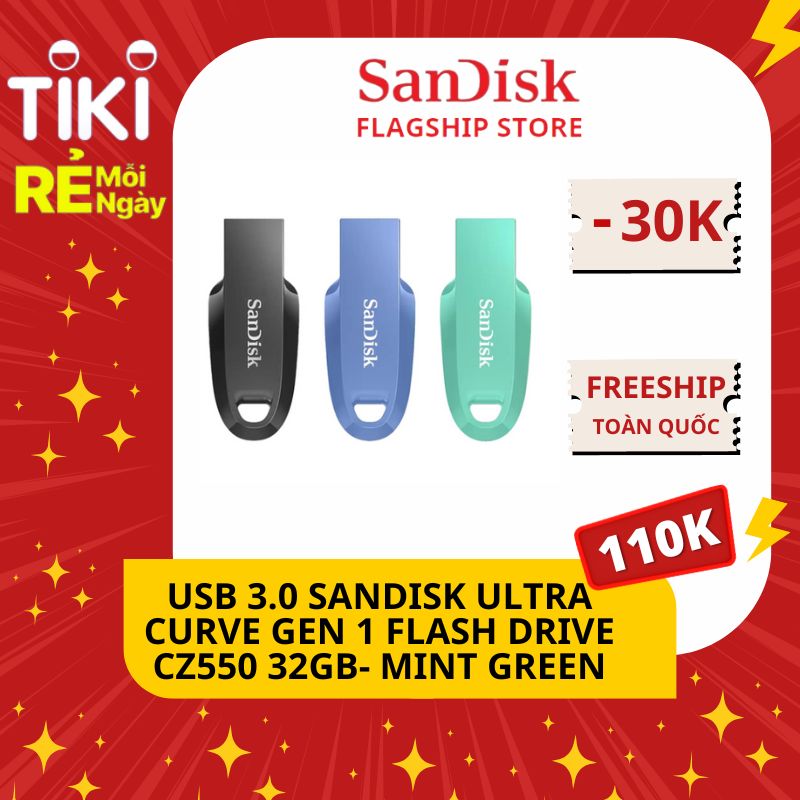 USB 3.0 SanDisk Ultra Curve Gen 1 Flash Drive CZ550 - Hàng Chính Hãng