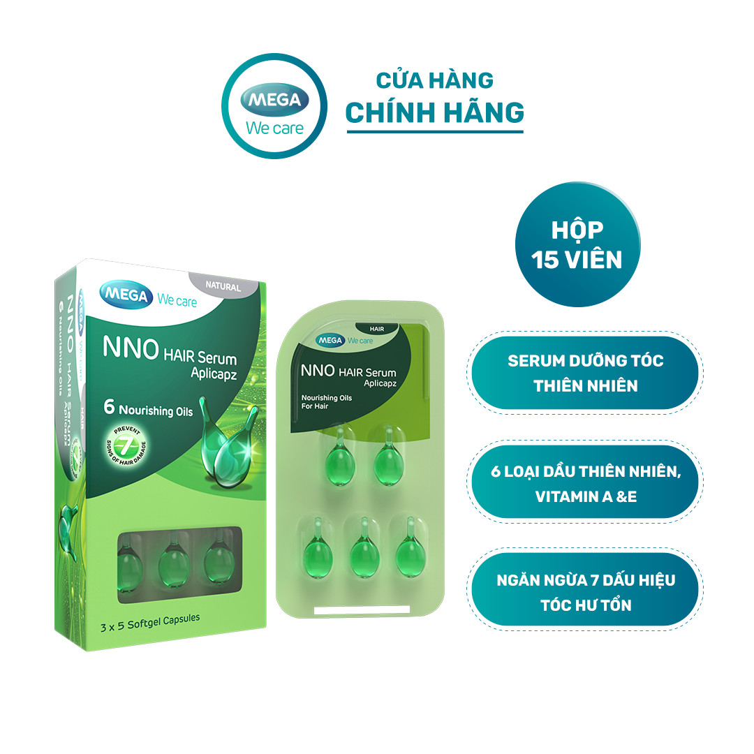 Serum dưỡng tóc cải thiện 7 dấu hiệu tóc hư tổn – NNO HAIR SERUM APLICAPZ Mega We Care hộp 15 viên