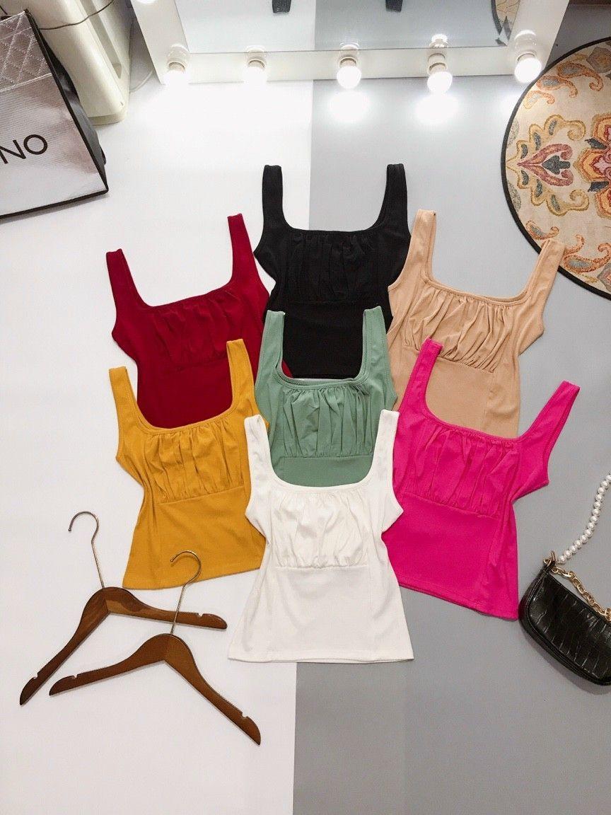 Áo 3 lỗ croptop rúm xinh nhiều màu