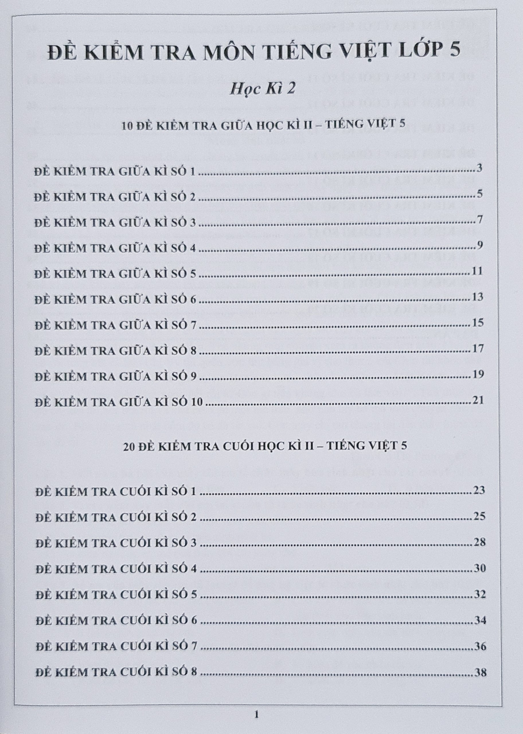 Combo Sách - Đề kiểm tra Tiếng Việt 5 học kì I + II