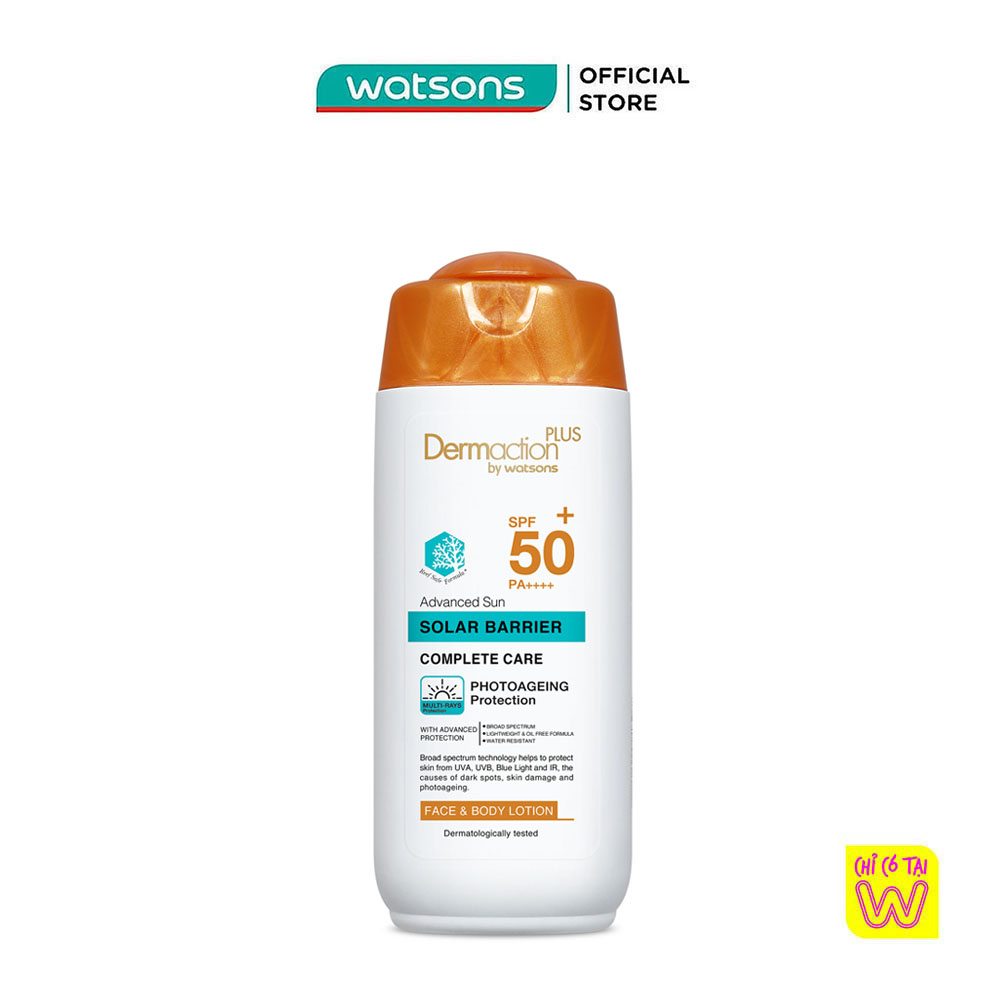 Kem Chống Nắng Cho Mặt &Toàn Thân Dermaction Plus By Watsons Advanced Sun Solar Barrier SPF50+ 150ml