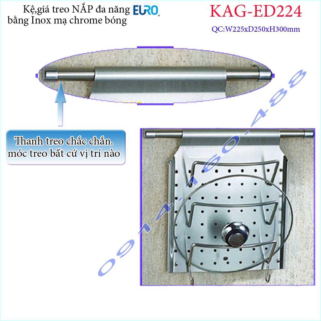 Kệ treo nắp xoong nồi Euro KAG-ED224, giá treo nắp xoong nồi đa năng, máng nắp xoong nồi