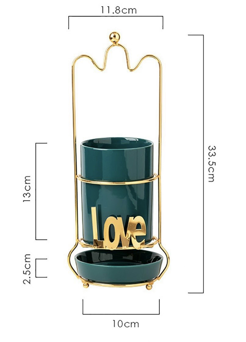 ỐNG CẮM ĐŨA ĐƠN BẰNG SỨ KHUNG KIM LOẠI MẠ VÀNG CAO CẤP - VD128