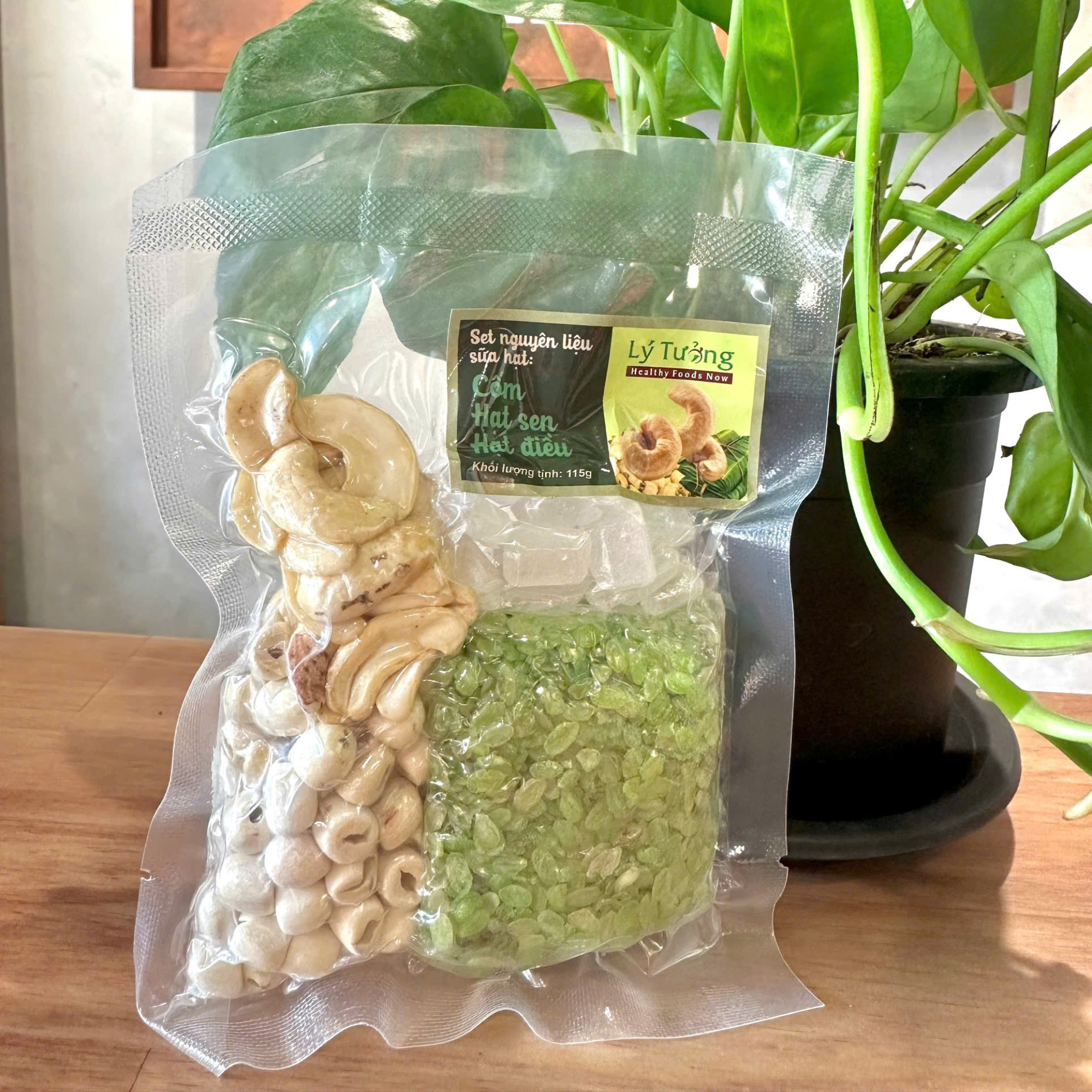 Set nguyên liệu sữa hạt: Cốm - Hạt sen - Hạt điều 115g