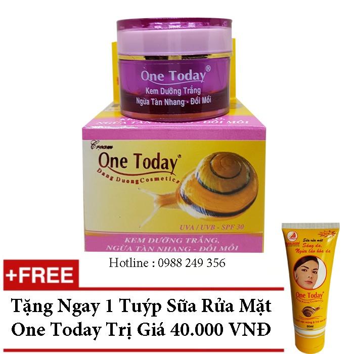 KEM DƯỠNG TRẮNG NGỪA TÀN NHANG ĐỒI MỒI ONE TODAY 8G + TẶNG SỮA RỬA MẶT ONE TODAY