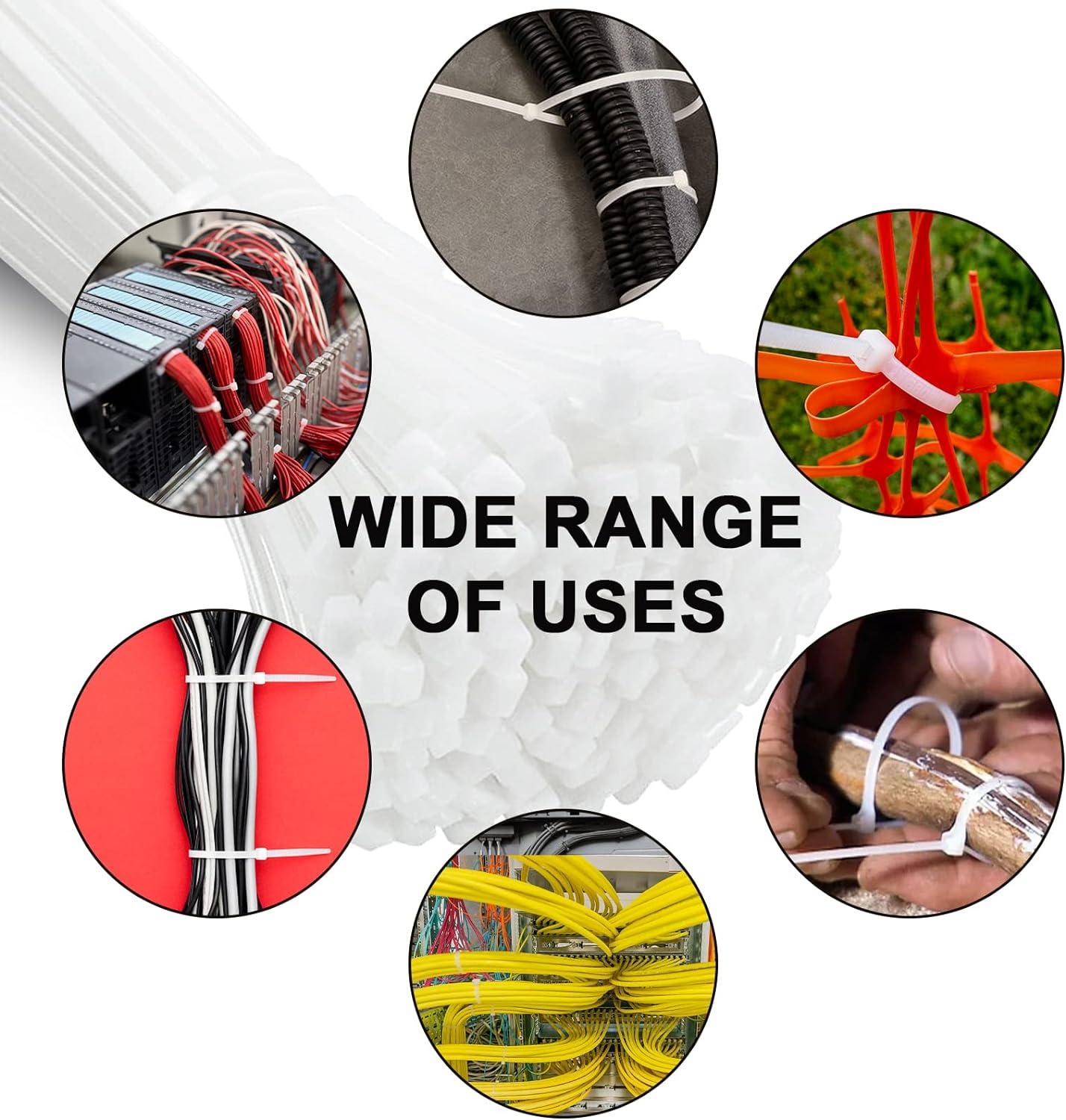 Dây buộc cáp điện 200 x 3,6 mm Dây buộc cáp nylon, Dây buộc thực vật, Dây nhựa, 100 Cái, Màu trắng