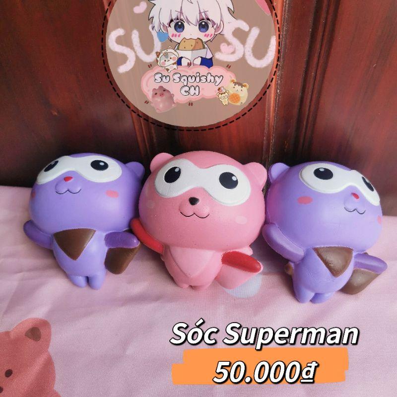 Đồ chơi Squishy bóp mềm Sóc Superman giảm stress