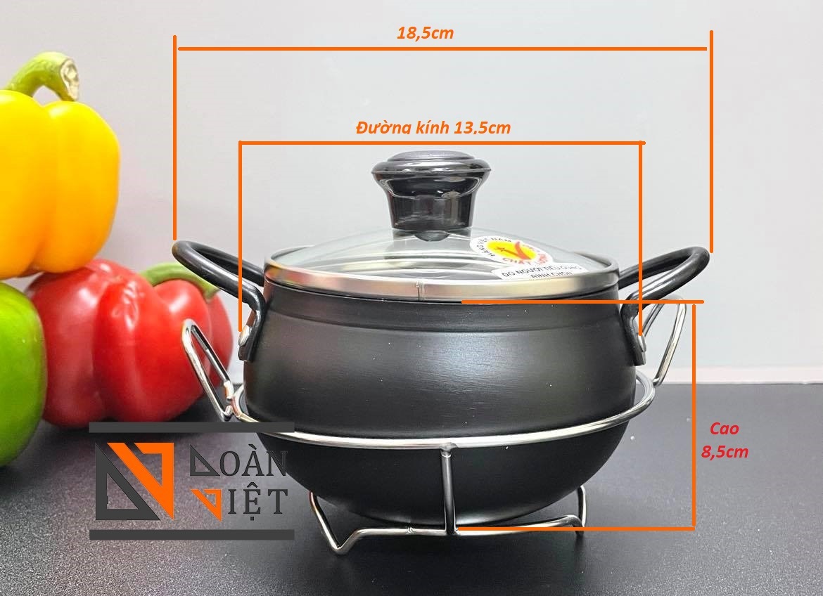 [Tặng ĐẾ] Nồi Cơm Niêu mẫu MỚI SIÊU ĐẸP làm từ HỢP KIM NHÔM VÂN ĐÁ CHỐNG DÍNH - Tặng kèm ĐẾ LÓT INOX. Thố NHÔM đức Nguyên Khối bởi công nghệ TIÊN TIẾN. Dụng cụ Đa Năng KHO QUẸT, CƠM CHÁY giòn đều THƠM NGON