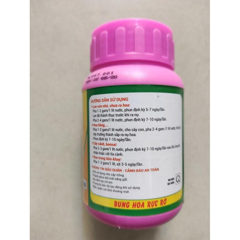 Phân Bón Lá Đầu Trâu NPK Chuyên Dùng Cho Hoa Lan, Hồng Và Cây Cảnh Giúp Cây Ra Hoa Rực Rỡ 6-30-32+TE Hủ 100gr