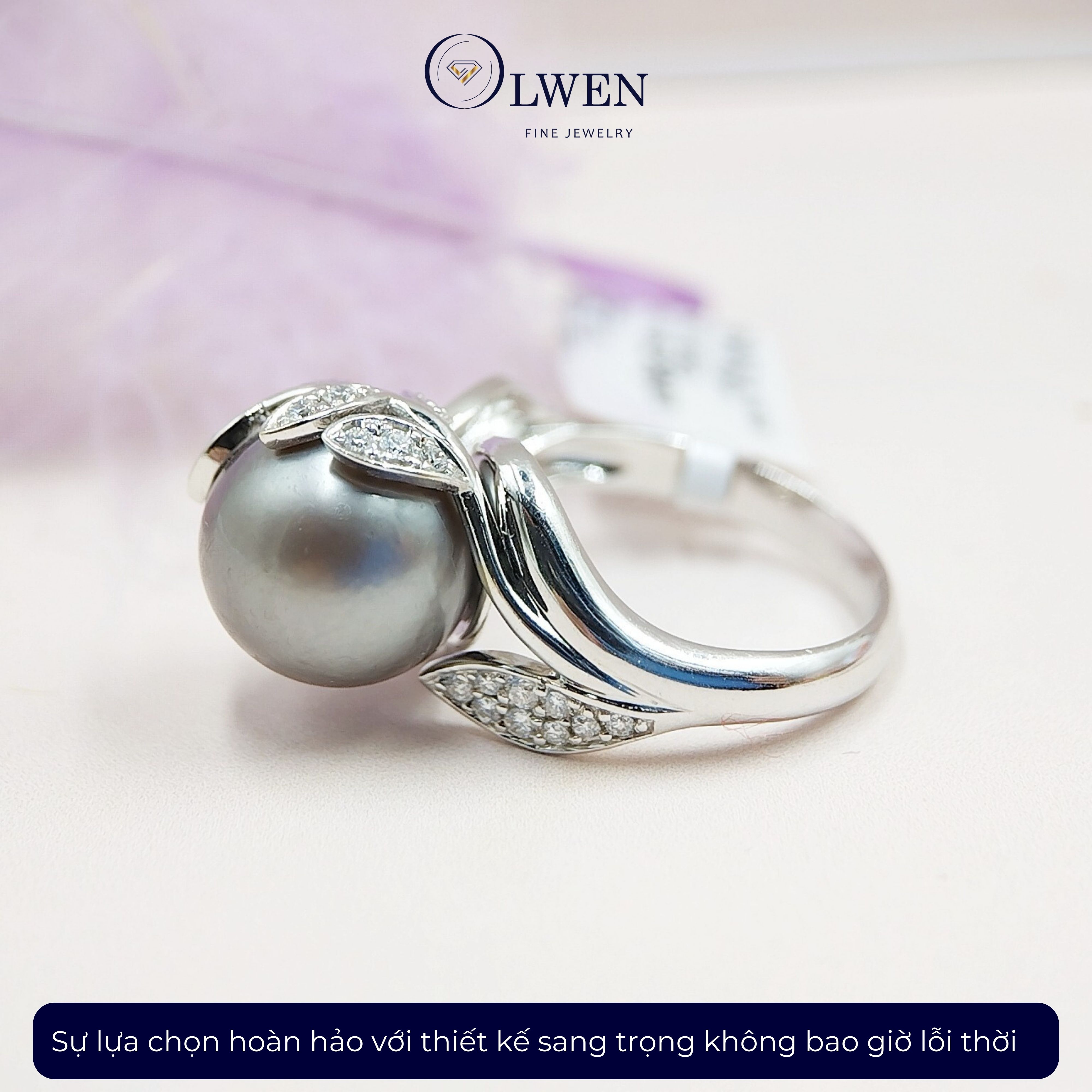 Nhẫn vàng 18K ngọc trai Olwen HA-R000090