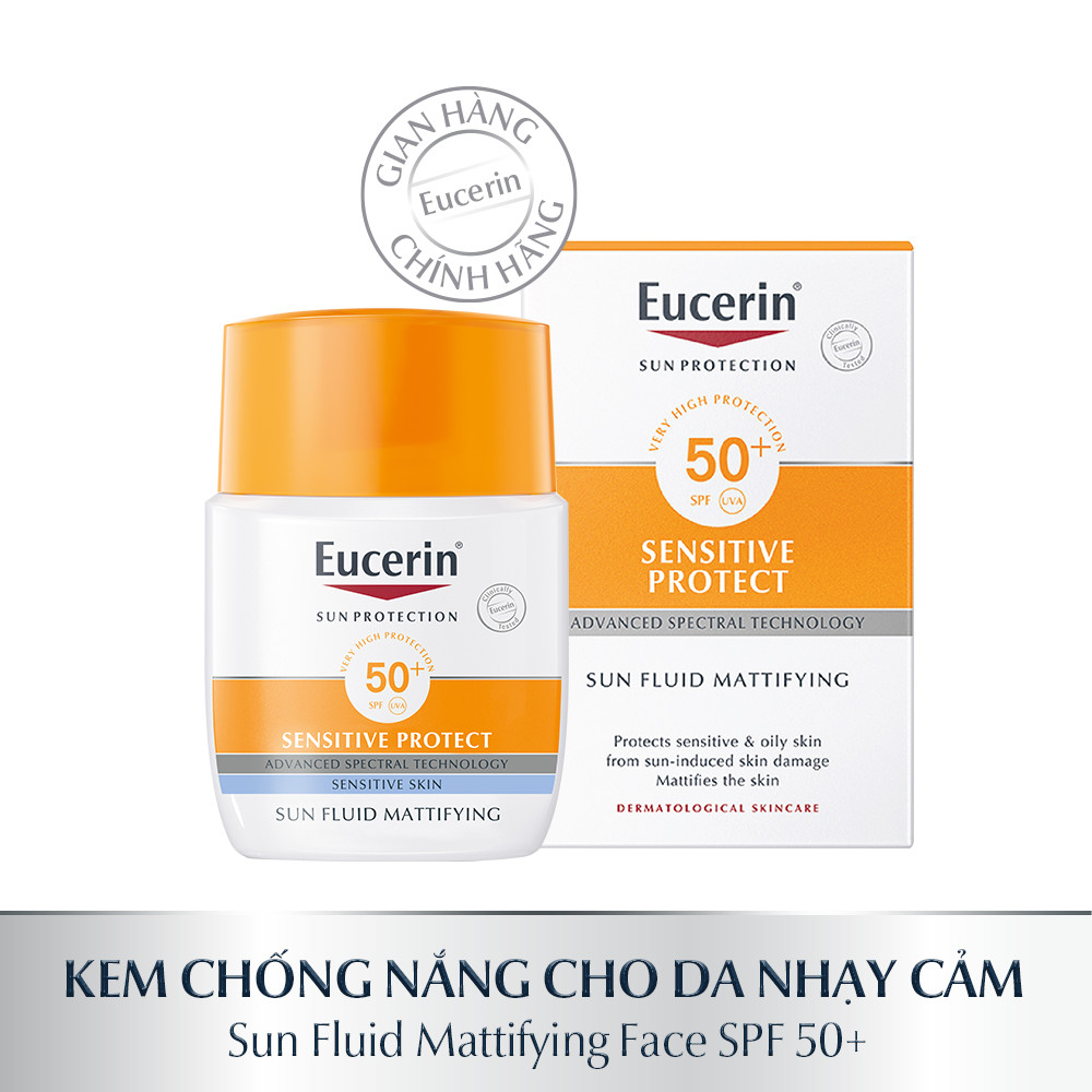 Kem chống nắng cho da nhạy cảm Eucerin Sun Fluid Mattifying SPF50+ 50ml