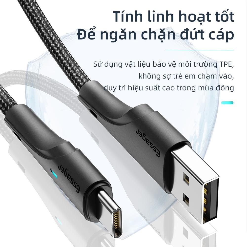 Dây cáp dữ liệu sạc nhanh Essager 3a loại c USB 0.25m/1m/2m/3m tùy chọn cho điện thoại di động Android