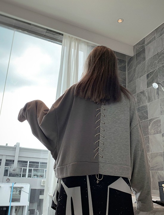 Áo sweatshirt oversize phối màu thắt dây Mã: AX4063