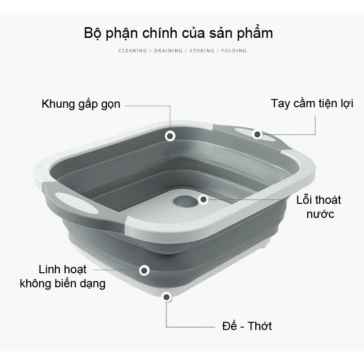 Thớt Nhựa Đa Năng 3 In 1 Kiêm Chậu Rửa, Rổ Đa Năng, Thớt Siêu Tiện Dụng