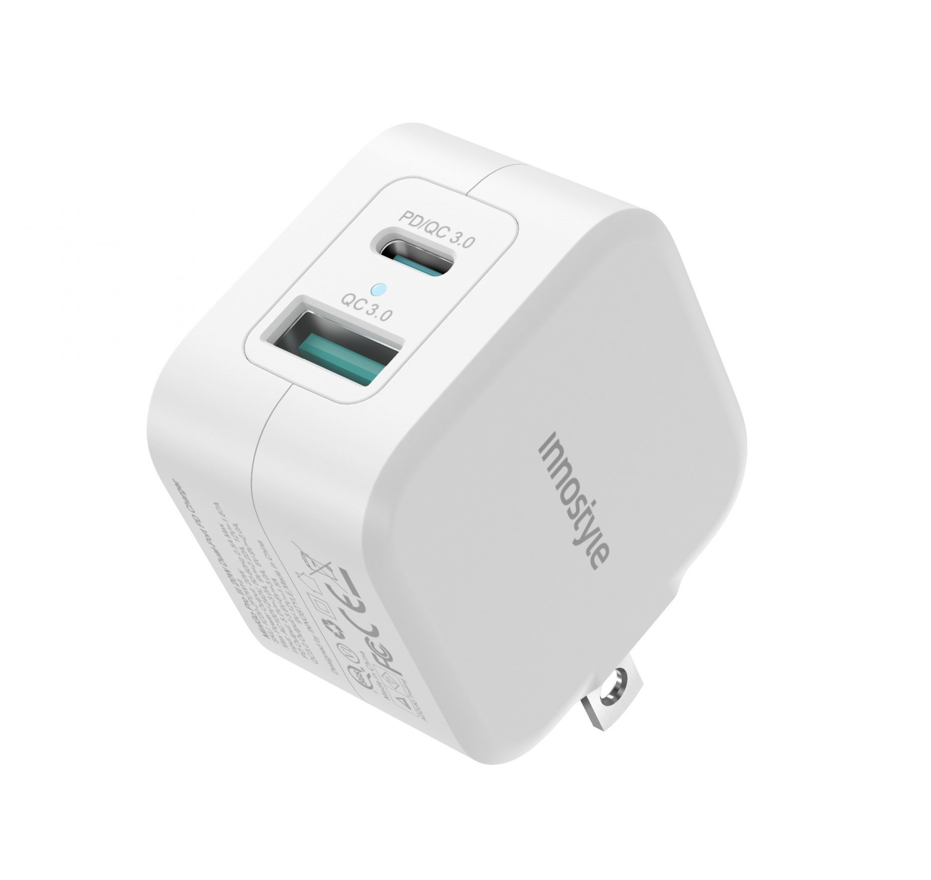 Sạc Nhanh Innostyle Minigo Pro III Dual Port PD/QC3.0 20W (2 Cổng: USB-C và USB-A) IC20-2PDWHI - Hàng Chính Hãng