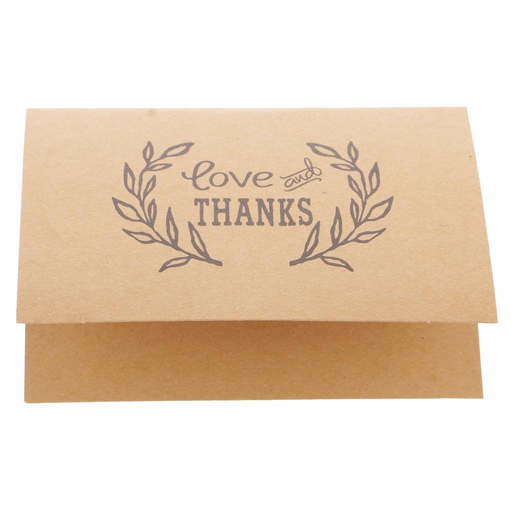 50pcs Kraft  and Thanks Cards with Envelopes for Wedding Party