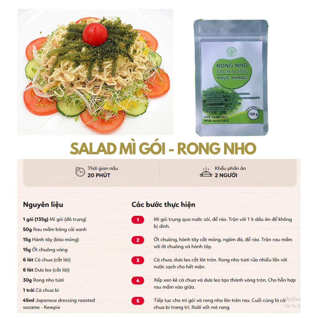 Combo Rong nho kèm sốt mè chai 180 ml / Rong nho tách nước phúc khang 100G
