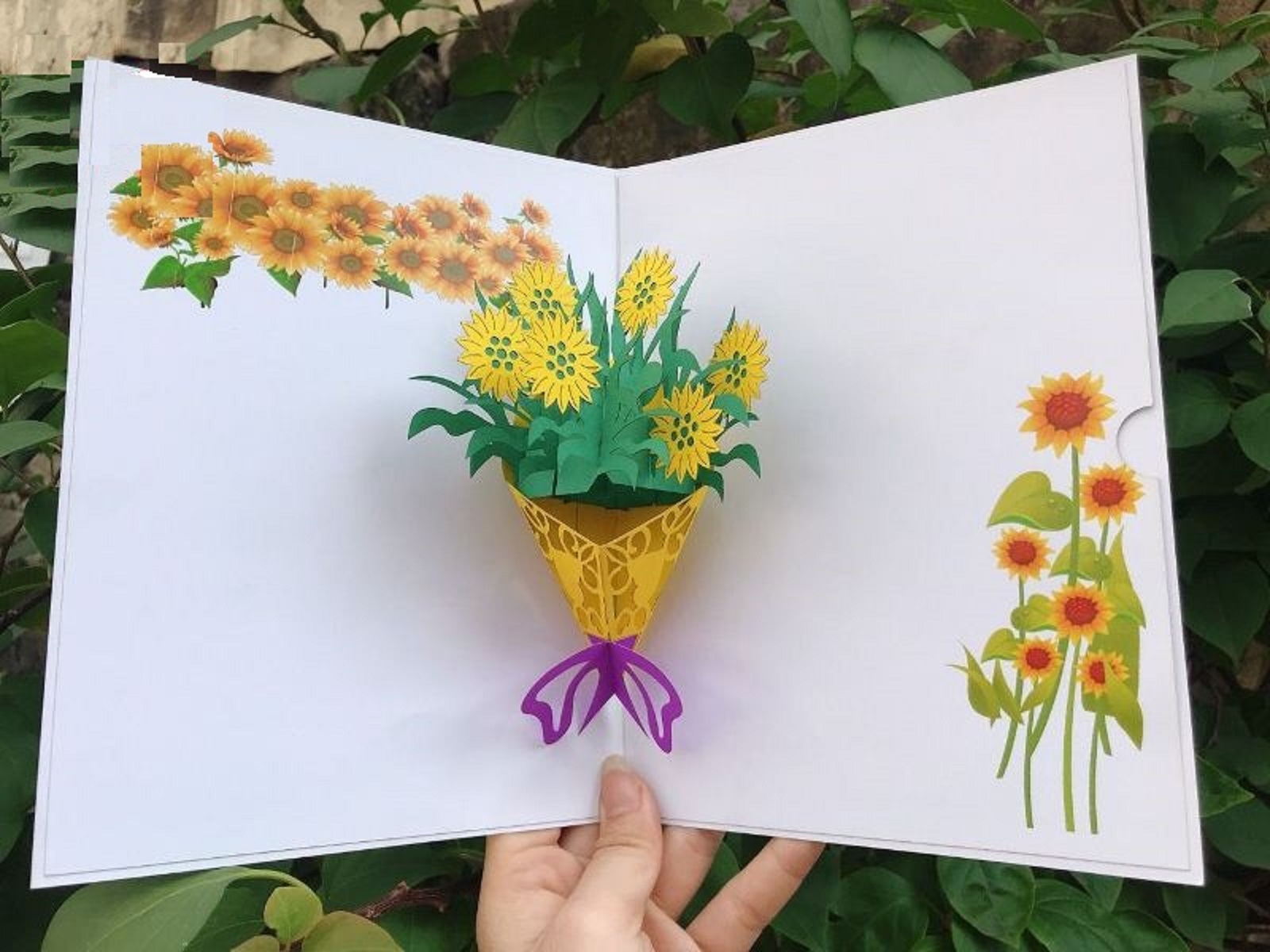 Thiệp 3D Thanh Toàn - Cây và hoa - Bó hoa hướng dương - D43