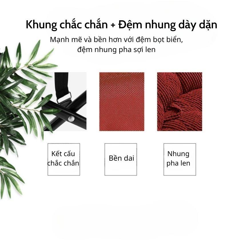 Ghế Sofa Lười Thư Giãn Nệm Tròn, Ghế Mặt Trăng Chất Nhung Len Gấp Gọn