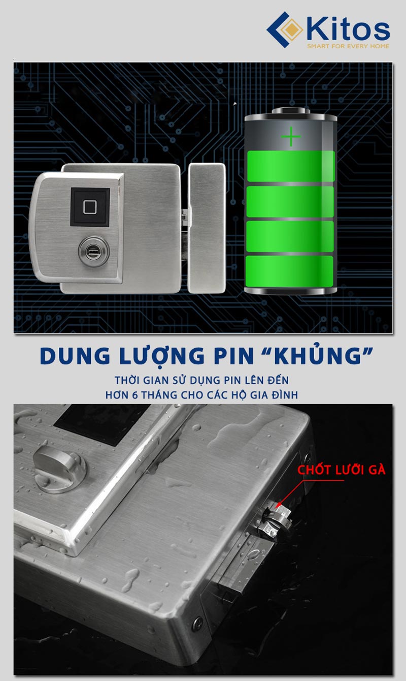 Khóa thông minh Kitos KT-DL02 Pro vân tay 2 chiều