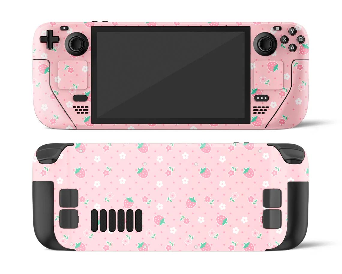 Skin decal dán Steam Deck mẫu Strawberry Daisy (dễ dán, đã cắt sẵn chuẩn theo khuôn máy)