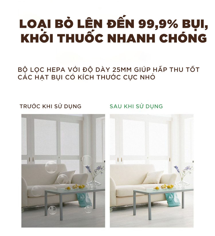 Máy Lọc Không Khí DHOME K-169 Có tia UV khử khuẩn - Lọc Bụi Mịn - Tạo Ion Âm - Tấm Lọc 4 Lớp - Hàng Chính Hãng