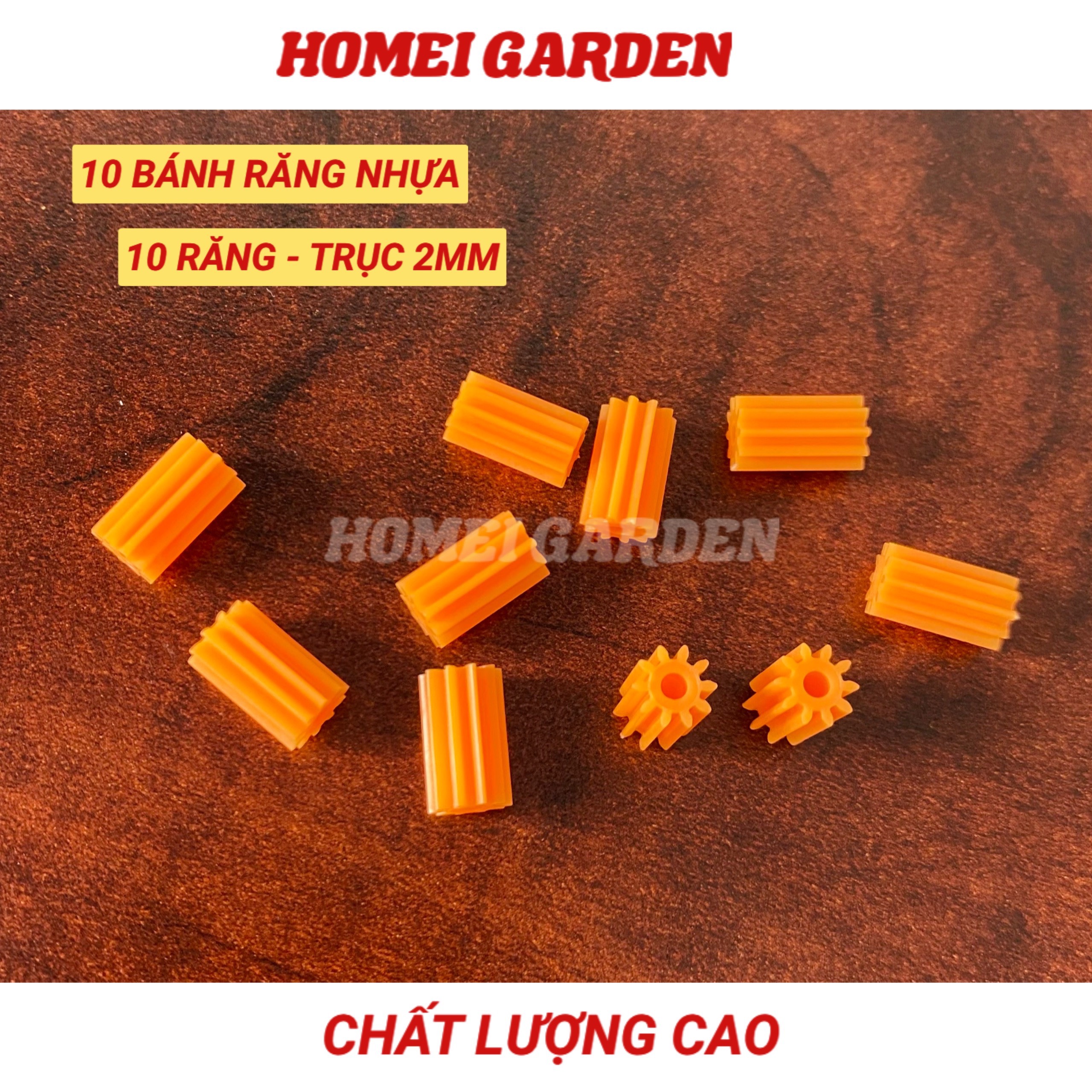 10 cái bánh răng nhựa mini 10 răng trục 2mm - HM0062