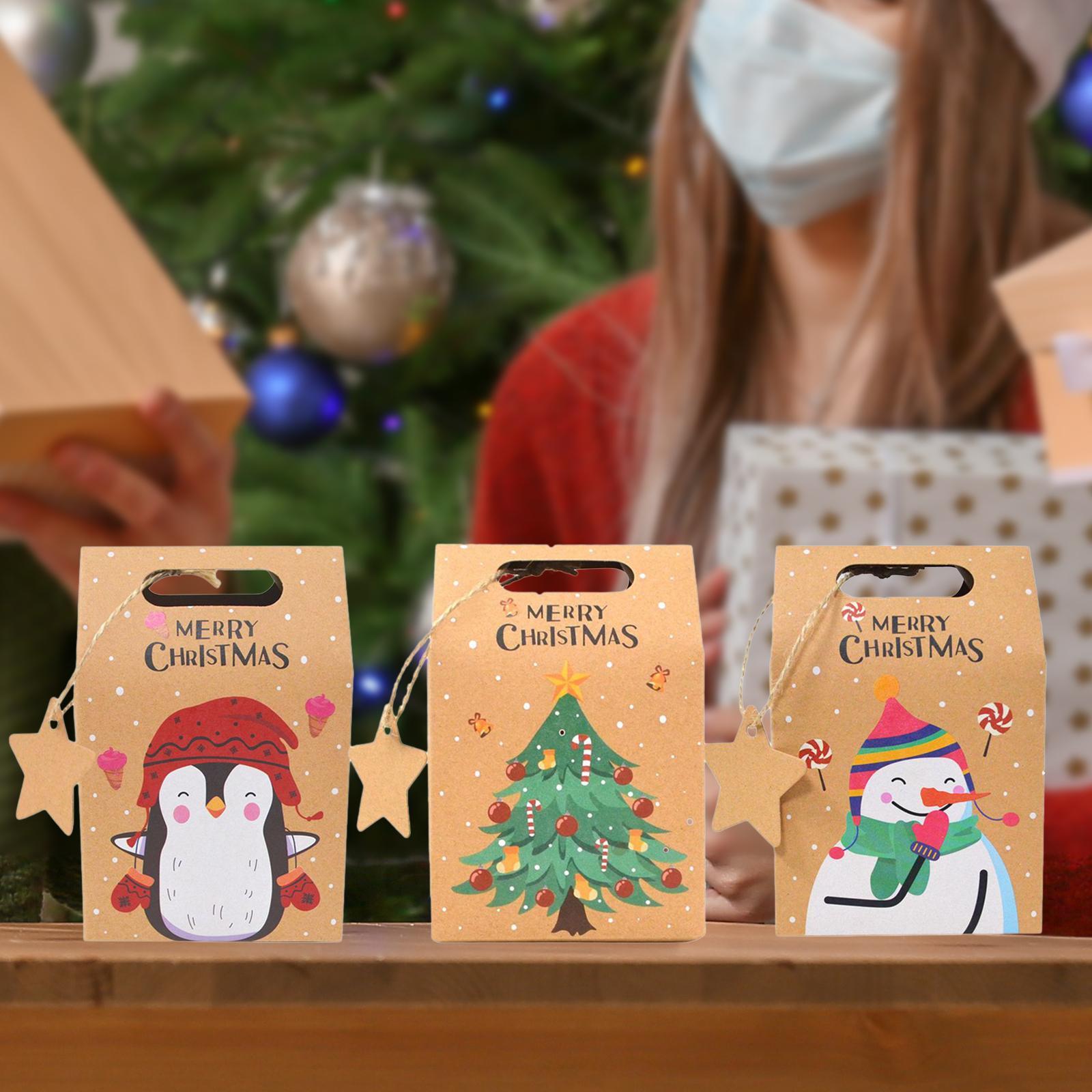 24x Christmas Treat Bags Candy Boxes Creative Biscuits Bag Cookie Gift Bag Pouch Party Favor Bag Candy Packing Box for Wedding Holiday Candy