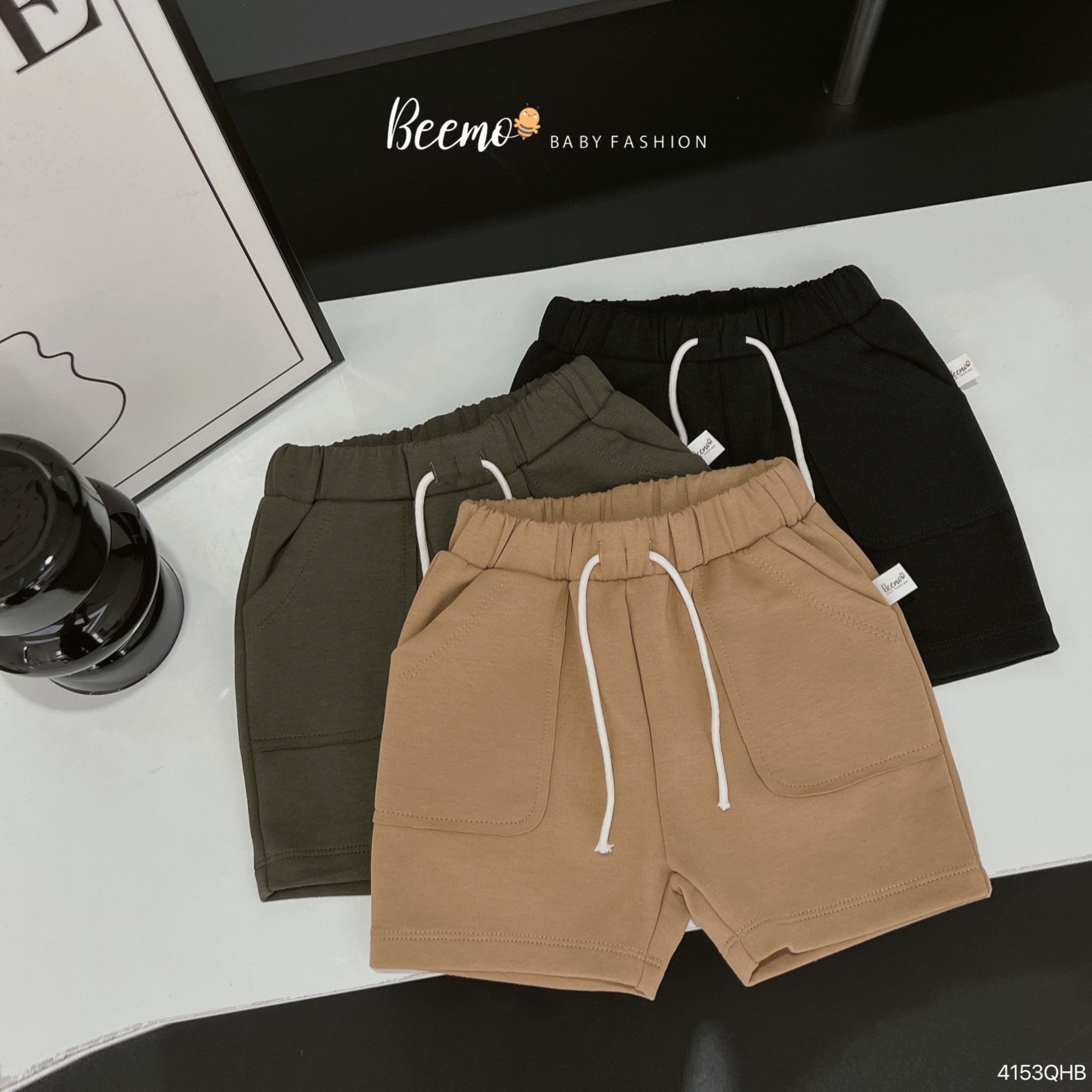Quần short bé trai size đại 1-6 tuổi họa tiết túi và dây vải cotton mềm co giãn kiểu dáng khỏe khắn thời trang