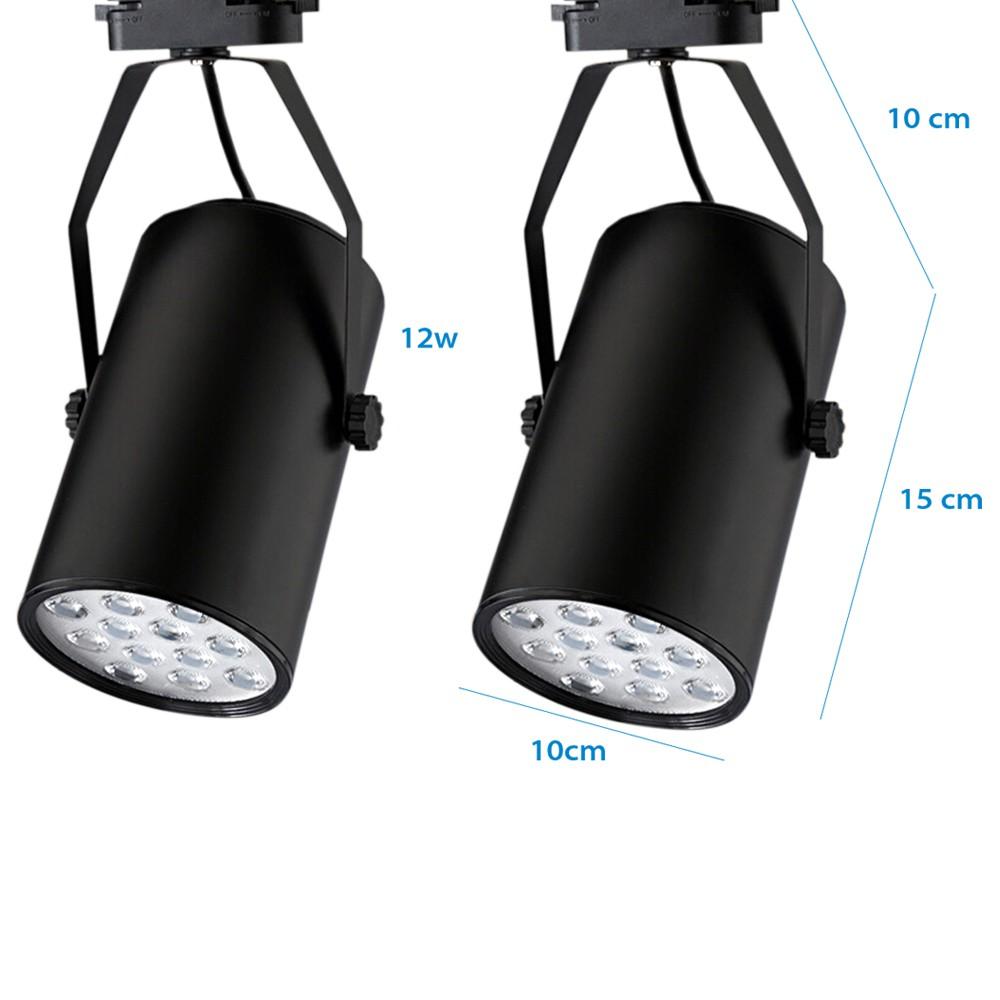 Bộ 2 đèn led rọi thanh ray 12w vỏ đen ánh sáng trắng /vàng và 1 thanh ray màu đen 1 mét